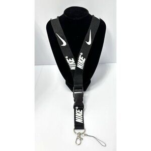 Nike Black White Lanyard Detachable Clasp Keychain Holder ID Badge Strap New